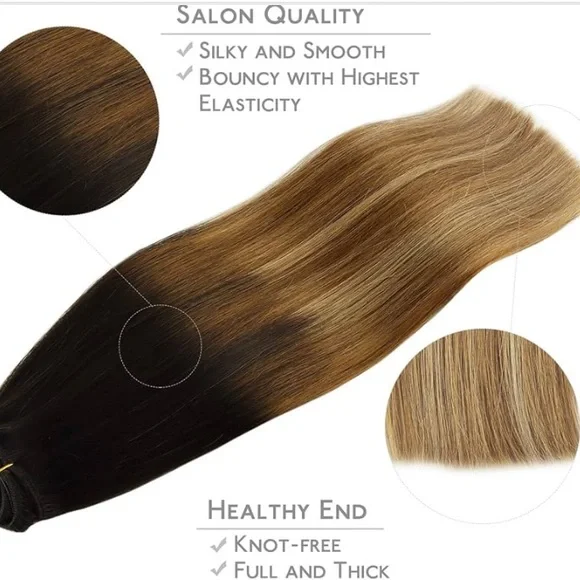 Double Weft Clip in Remy Human Hair Extensions Color #2/6/18 14 Inch 120g 7pcs - Picture 11 of 13